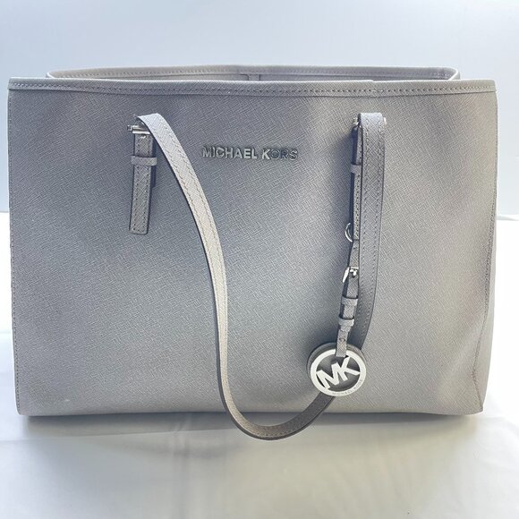 MICHAEL Michael Kors Handbags - Michael Kors Gray Leather Tote Bag, excellent shape